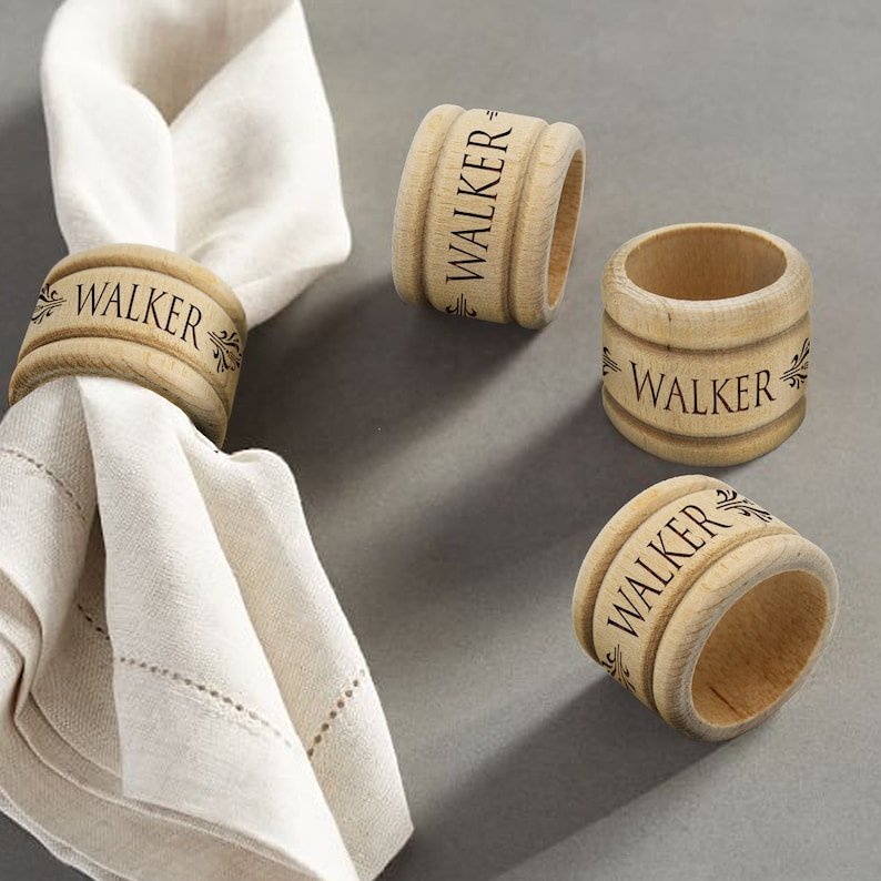 Monogrammed Wooden Napkin Ring Holder
