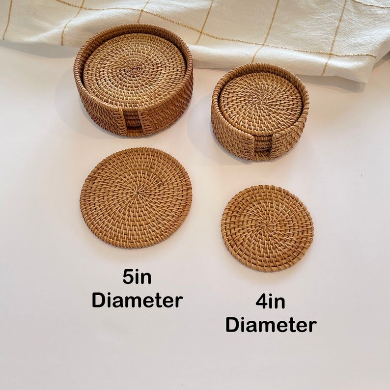Drink Coasters Set of 6 with Holder 4 inch 5 inch - Image 3