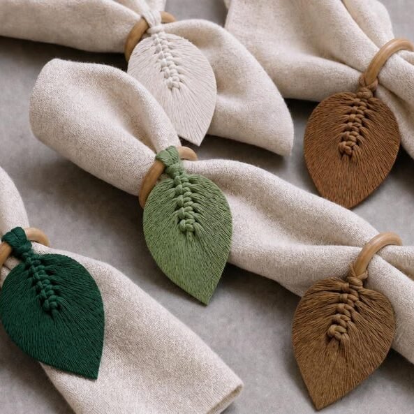 Boho Macrame Leaf Napkin Ring